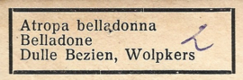 Côte d'Or Poezieplaatje: Nr 2: Atropa Belladonna (tekst achter)