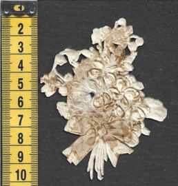 Boeketje Viooltjes antiek poezieplaatje met zijde (820)