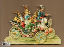 Familie Paashaas in oldtimer poezieplaatjes 5112