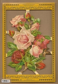 Oud roze Roosboeket poezieplaatjes A 103
