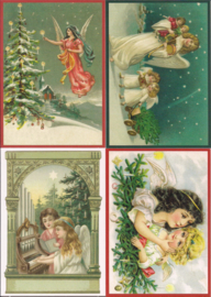 Set met 12 nostalgische prentbrief Kerstkaarten [M5]