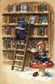 Poezen Kerstkaart: Poezen lezen kerstverhaal {16}