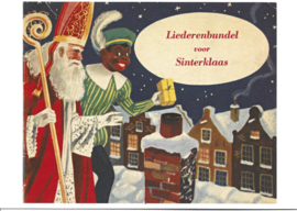 Sint en Piet bij de schoorsteen met cadeautjes prentbriefkaart [1C1911]