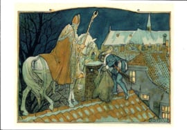 Sint en Piet op het dak - C.Jetses prentbriefkaart [D0912]