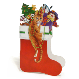 Katten Kerstsok kaart: Allerlei speelgoed [XC-3196]