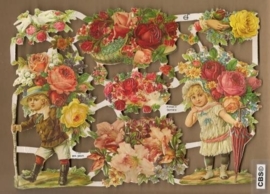 Kinderen met bloemen op rug poezieplaatjes 7185