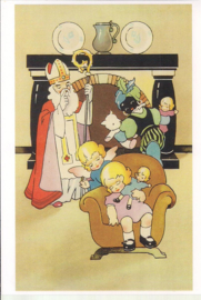 Sint en Piet brengen geschenken prentbriefkaart [D1230]