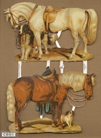 Bruin en Wit paard met hond poëzieplaatjes GL7088