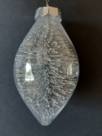 Kerstballen met kerstboom zilver 2x kerstornament Kurt Adler