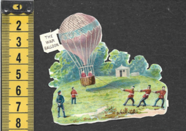 Soldaten in een militaire ballon (war balloon) antiek poezieplaatje (790)