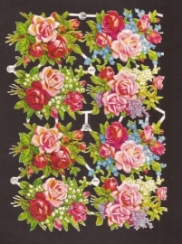 PZB 1347 Prachtige roosboeketjes oude poezieplaatjes