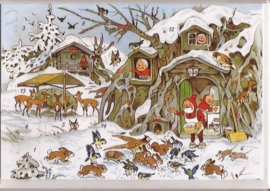 Adventskalender Kaart: Dieren voeren in bos - 12310