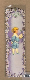 Nostalgische boeklegger jongen blauw met viooltjes (poëzieplaatjes)