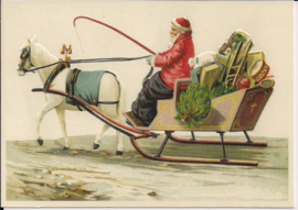Kerstman met wagen vol cadeautjes Reliefkaart [SV 6Wp043]