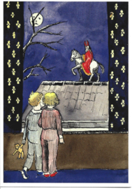 Kinderen zien Sint op het dak prentbriefkaart [C10263]