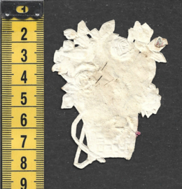 Rozenmand met duiven antiek poezieplaatje met zijde (745)