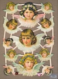 Engelen met bloemhaarband poëzieplaatjes 7315