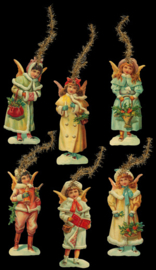 Kerstboom hangers Winterengelen poezieplaatjes 6-310