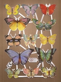 Vlinders met Citroentje Deense poezieplaatjes D17 glitter
