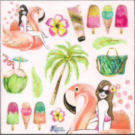Flamingo zomer poezieplaatjes Stickers K32
