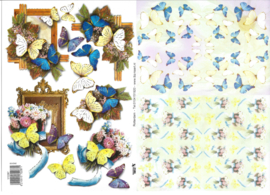 Knipvel 2 kaarten: Vlinders met goudopdruk - 572287