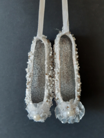 Zilveren stoffen balletschoentjes kerstornament Kurt S. Adler