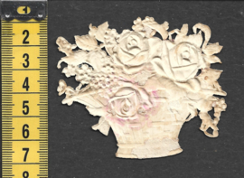 Rozenmand antiek poezieplaatje met zijde (739)