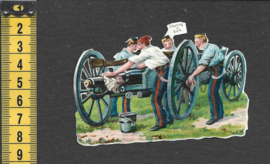 Soldaten onderhouden artillerie antiek poezieplaatje (785)