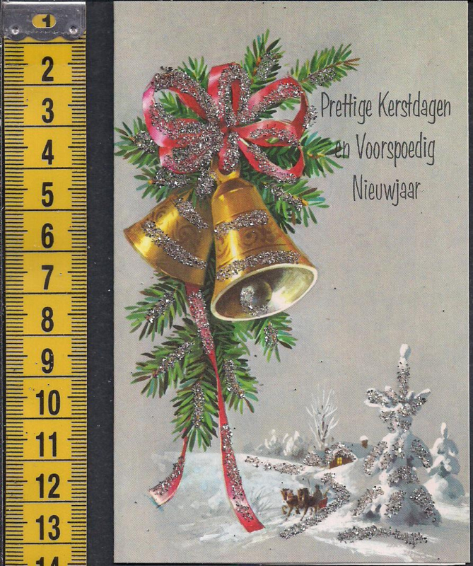 Kerstklokken met glitter dubbele Kerst kaart Kaarten dubbel