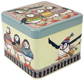 Emma Ball Small Square Tin - Woolly Puffins