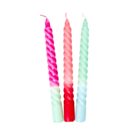 Rice Twisted Two Tone Candle Coral - Red