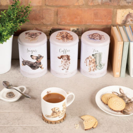 Wrendale Designs Tea, Coffee and Sugar Canisters 'A Dog's Life' -cream-