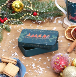 Sara Miller - Christmas Robins - Small Rectangular Tin