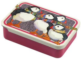 Emma Ball Mini Pocket Tin - Puffins in Scarve