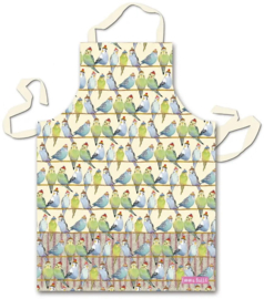 Emma Ball Cotton Apron Budgies in Beanies