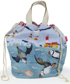 Emma Ball Large Bucket Bag - Diving Puffins