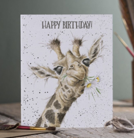 Wrendale Designs 'Birthday Flowers' Giraffe Birthday Card