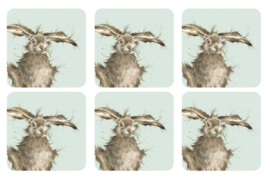 Wrendale Designs Coasters 'Haire-Brained' Hare - Set of 6