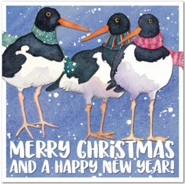 Emma Ball Christmas Cards - Oystercatchers Christmas - set van 6 met envelop