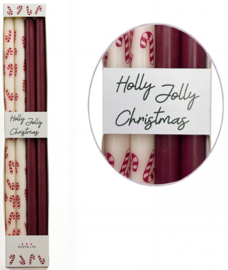 Rustik Lys - Potloodkaarsjes Holly Jolly - Ø 1,2 cm x 30 cm - Candy Cane - 4 st.