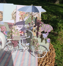 Me&McQ - 3D Wenskaart - Flower Seller's Bicycle - Blue
