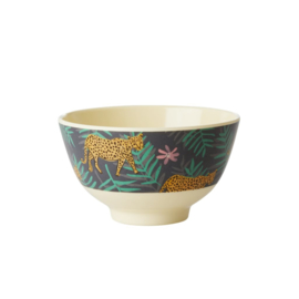 Rice Small Melamine Bowl - Leopard and Leaves Print