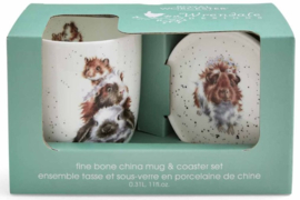 Wrendale Designs 'Piggy in the Middle' Mug & Coaster Set