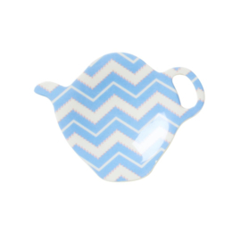 Rice Melamine Tea Bag Plate in Chevron Print - 'SHINE'