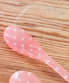 Rice Acryl Latte Spoon - Coral Dots