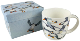 Emma Ball Mug with Gift Box - Flying Seabirds -mok met rond oor-