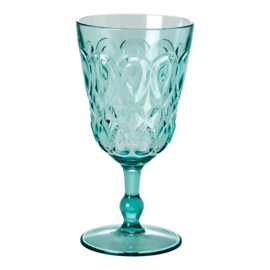 Rice Acrylic Wine Glass with Swirly Embossed Detail - Mint