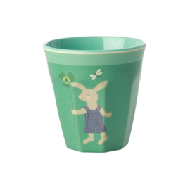 Rice Kids Small Melamine Cup with Green Bunny Print