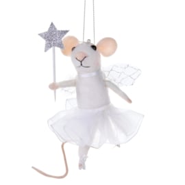 Sass & Belle Felt Mouse with Christmas Tree Decoration, Vilten dieren