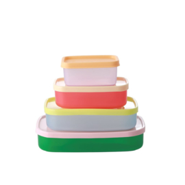 Rice Plastic Rectangular Food Boxes in 'Let's Summer' Colors  - 4 pcs.